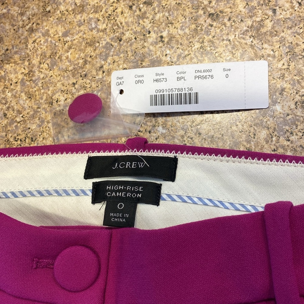 NWT J. Crew High Rise Cameron Pants 0 Style H6573 Color BPL - Picture 3 of 17